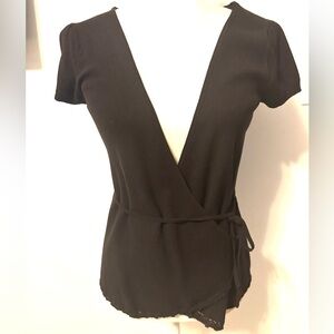 Ann Taylor LOFT Elegant Black Knit Wrap Top